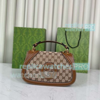 Replica GG Blondie Small Top Handle Bag Brown Beige Color 815714 